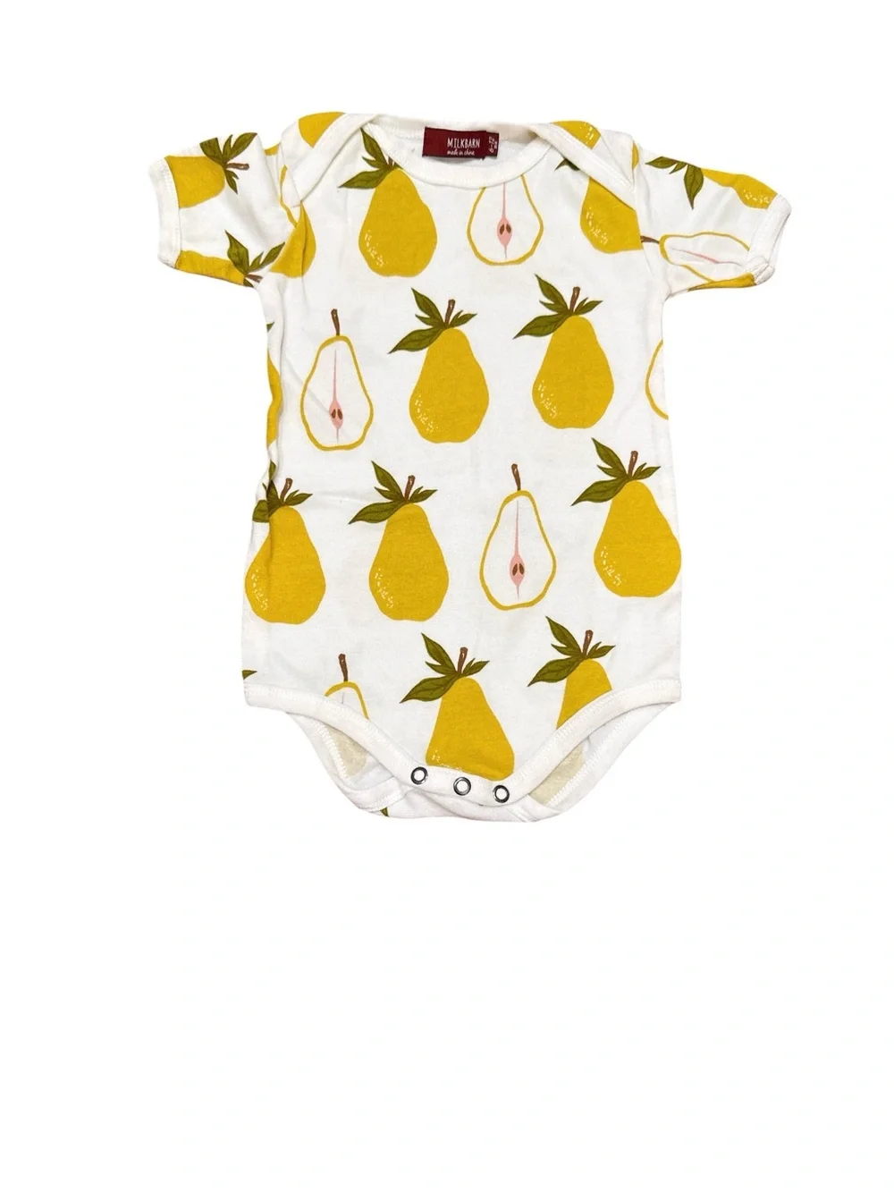 Milkbarn Pear Fruit Long and Short Sleeve Bodysuits NWOT Baby Size 6-12 Months